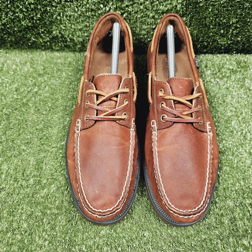 Polo Ralph Lauren Bienne Brown Leather Casual Boat Shoes Mens Size 10.5